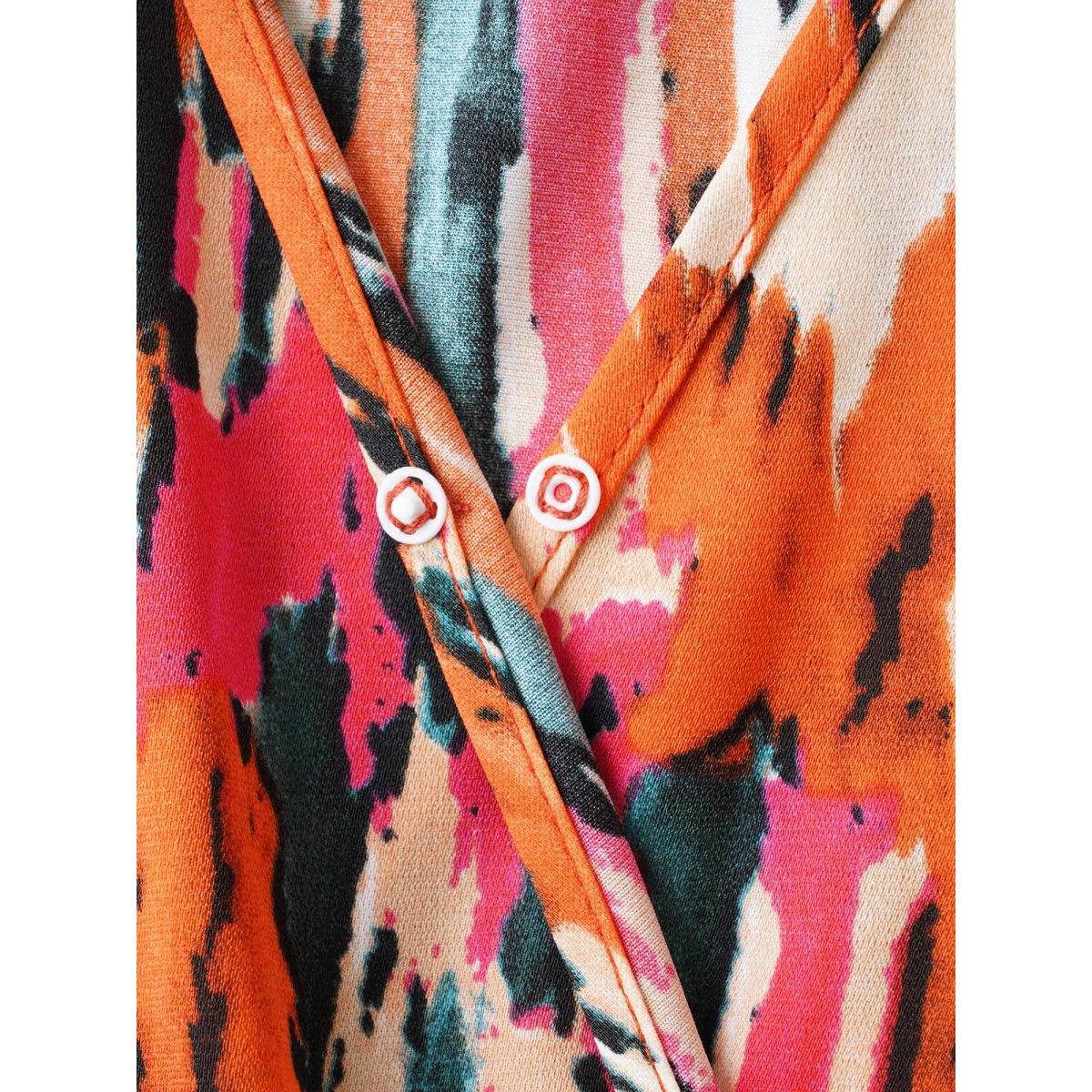 Plus Size Spring Fling Shirred Waist Pockets Midi Dress OrangeRed Women Overlap Collar Sleeveless Curvy BloomChic 30/6X Product Image