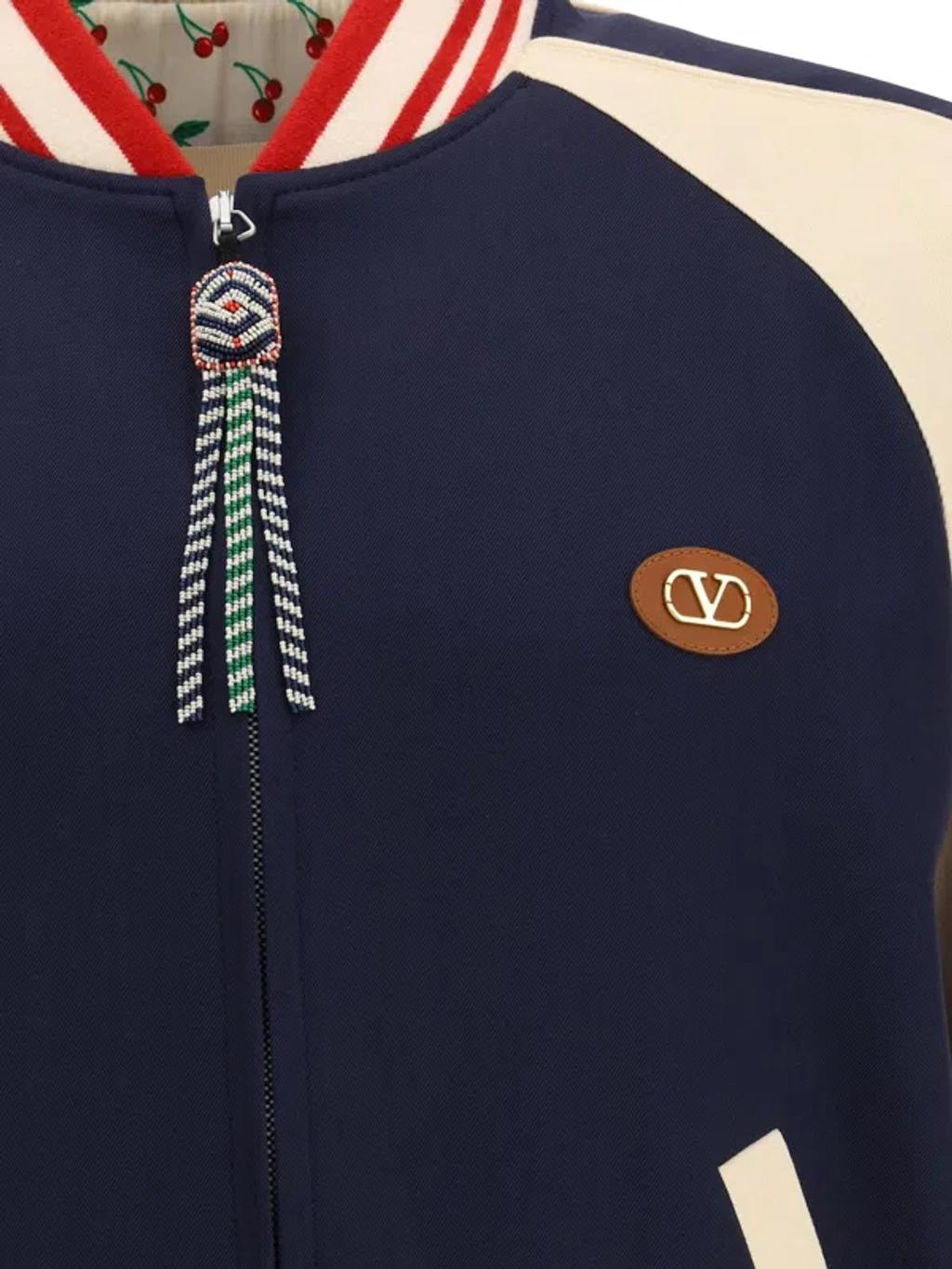 VALENTINO La Chat De La Maison Wool Bomber Jacket In Black Product Image