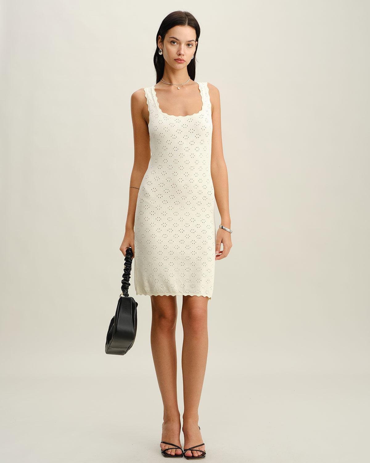 Apricot Square Neck Slip Sweater Dress Product Image