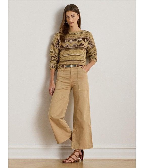 Lauren Ralph Lauren Stretch Cotton Chino Wide-Leg Cropped Pants Product Image