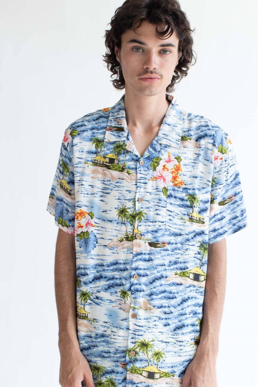 Blue Beach Hut Hawaiian Shirt Product Image