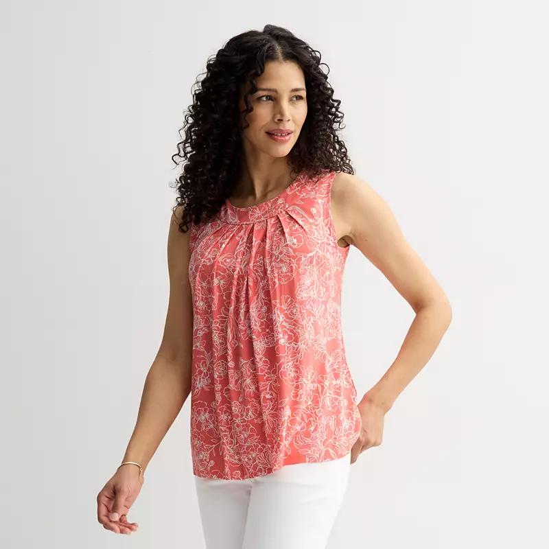Petite Croft & Barrow® Pleated Tank Top, Women's,  Product Image