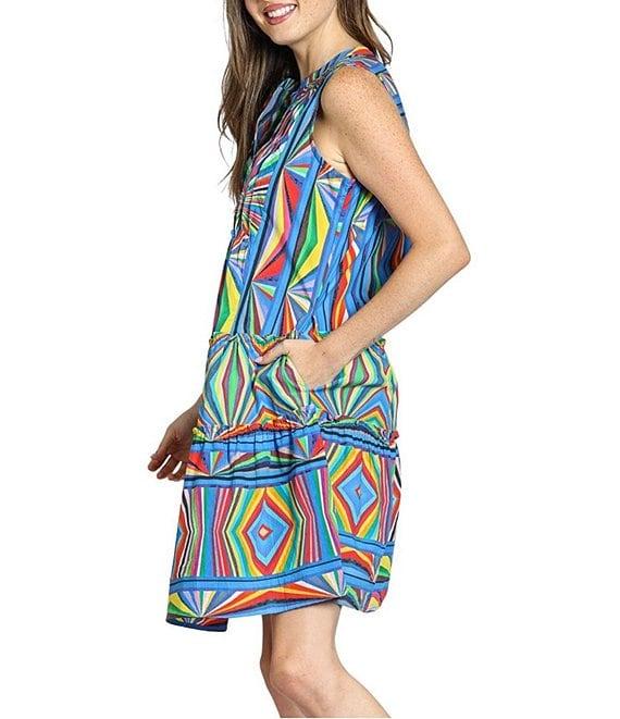 APNY Woven Printed Split V-Neck Sleeveless A-Line Dress Product Image