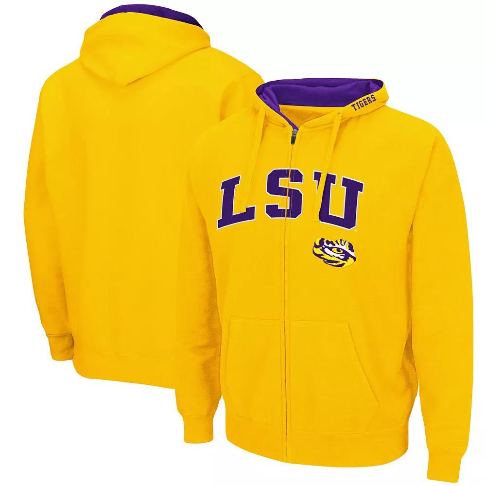 Men's Colosseum Gold LSU Tigers Arch & Logo 3.0 Full-Zip Hoodie,  Product Image