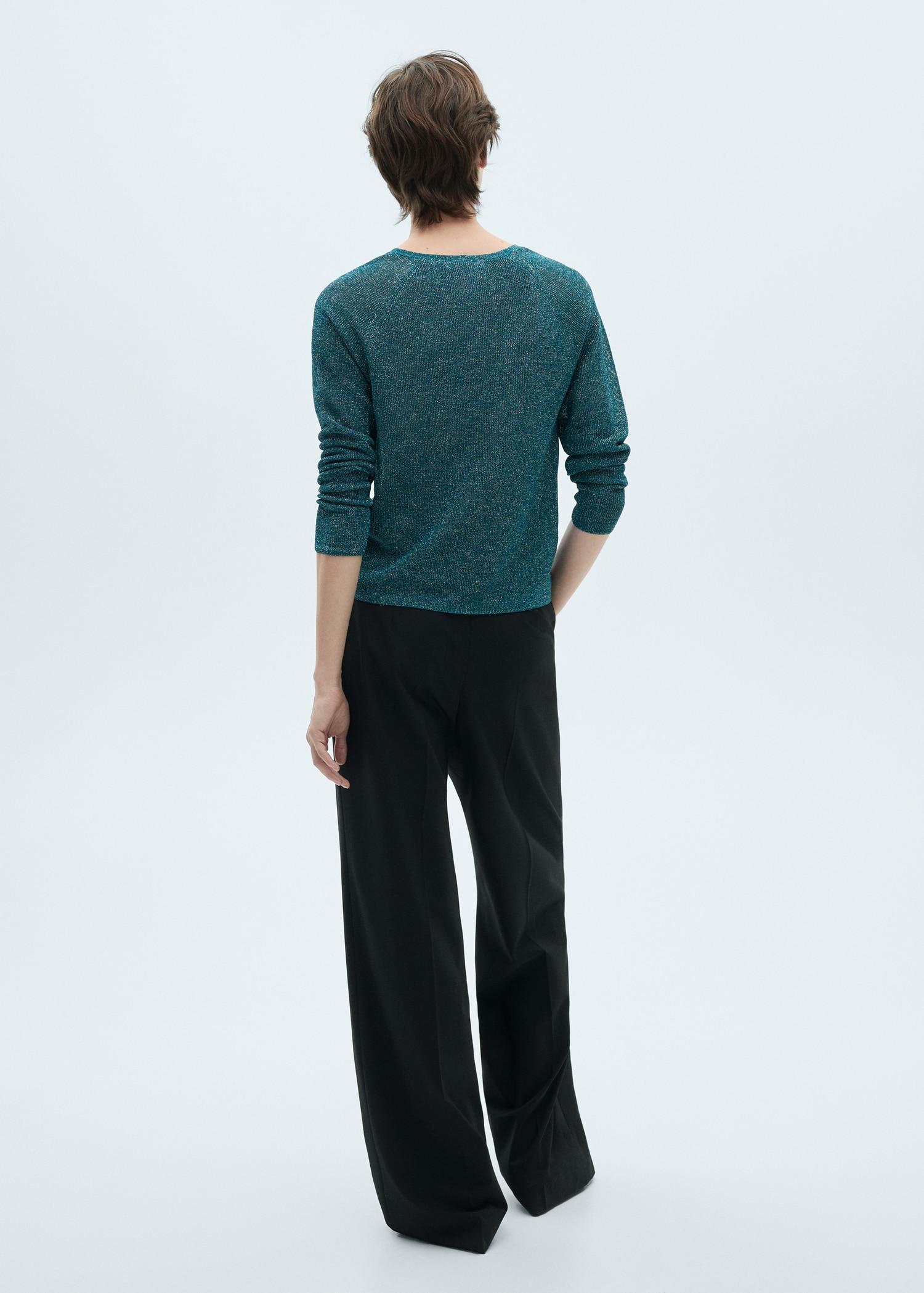 V-neck lurex sweater - Women | MANGO USA Product Image