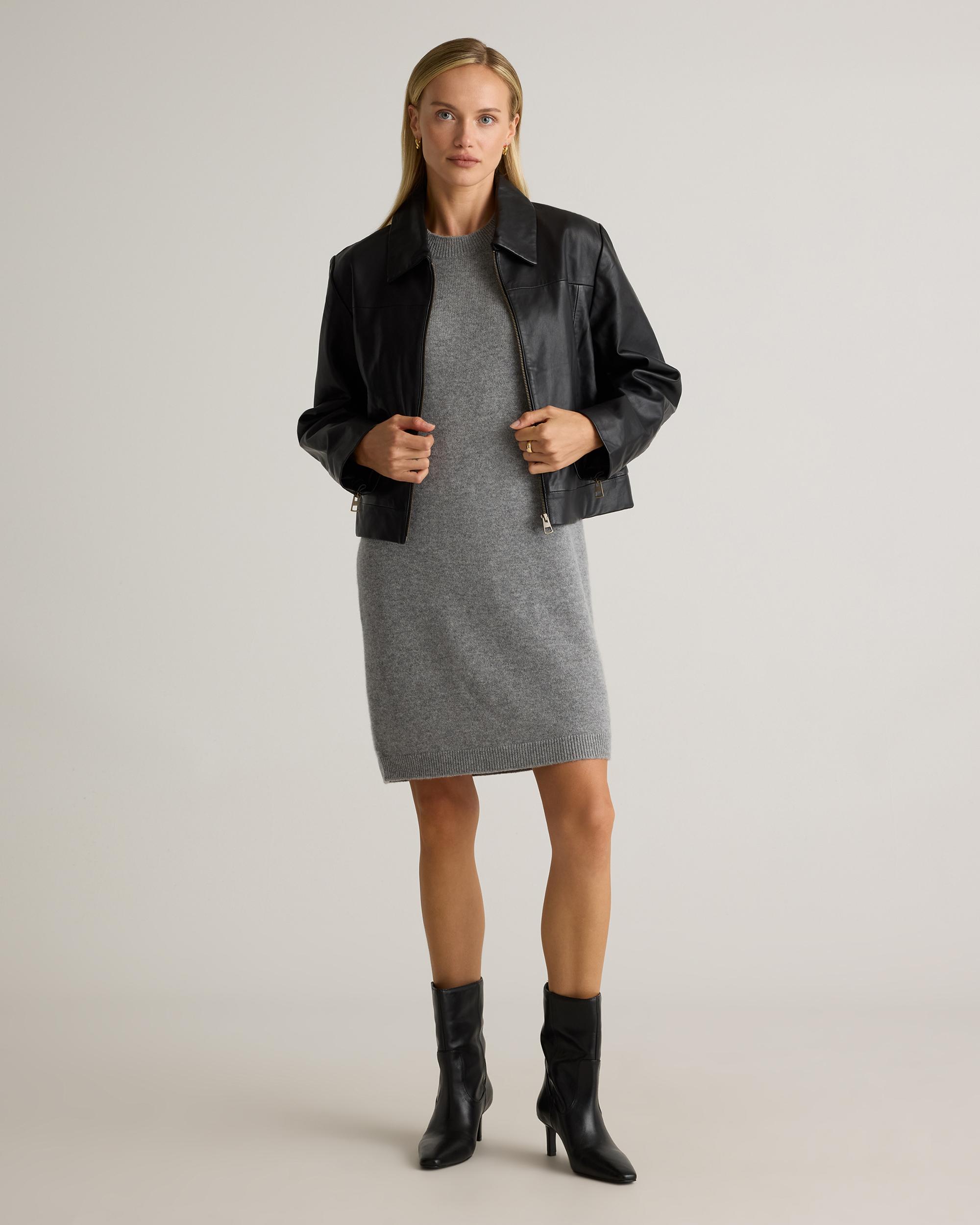 Quince | Women's Mongolian Cashmere Short Sleeve Mini Dress Size XS Product Image