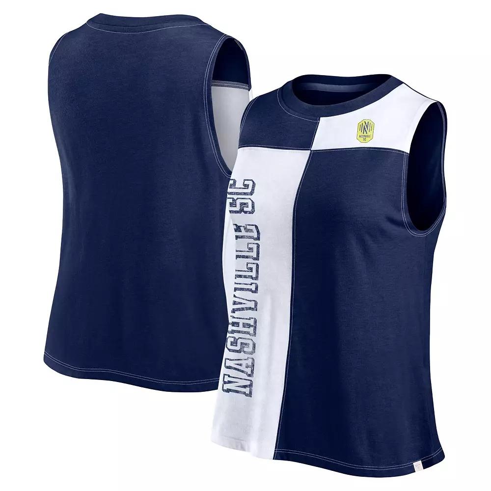 Women's Fanatics Branded Navy/White Atlanta Braves Color-Block Tank Top,  Product Image