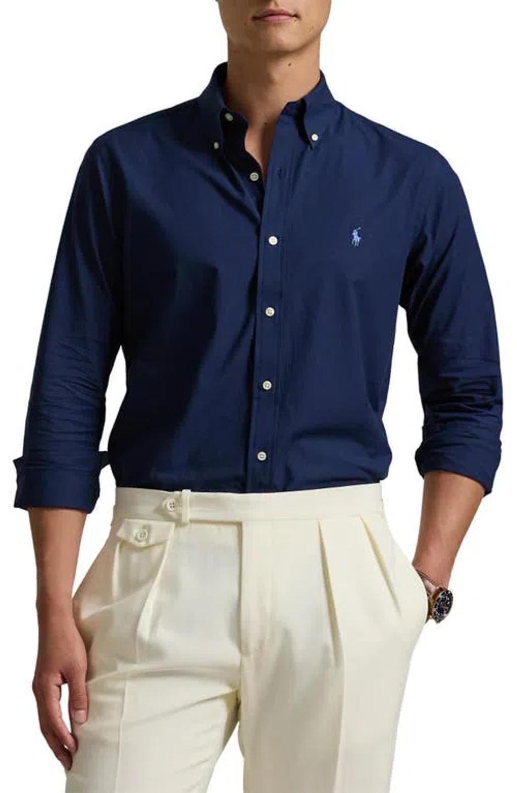 POLO RALPH LAUREN Camicia Bd In Popeline Stretch Slim-fit Shirt In Blue Product Image