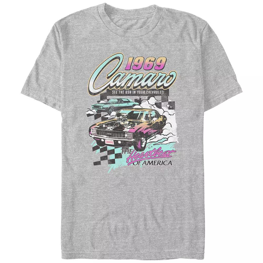 Men's Camaro 1969 The Heartbeat Of America Graphic Tee, Size: XS, Athletic Grey Product Image