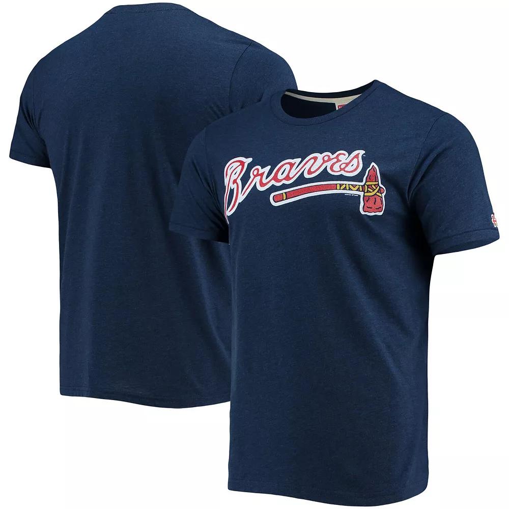 Men's Homage Navy Atlanta Braves Hand-Drawn Logo Tri-Blend T-Shirt, Size: 2XL, Blue Product Image