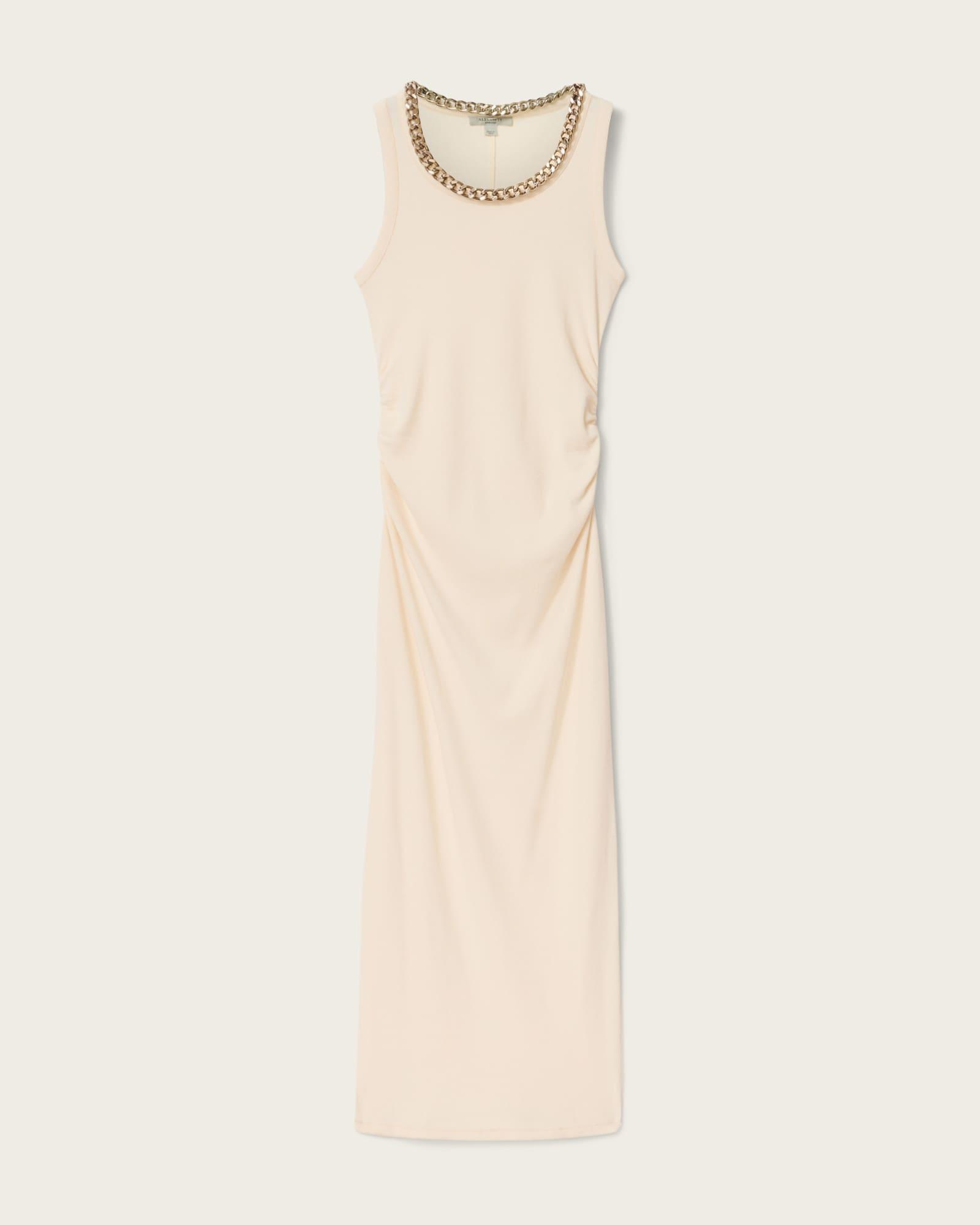Lucy Sleeveless Bodycon Maxi Dress MALLOW WHITE | ALLSAINTS US Product Image
