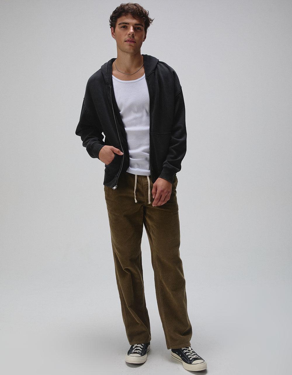 RSQ Mens Washed Zip-Up Oversized Hoodie - BLACK Product Image