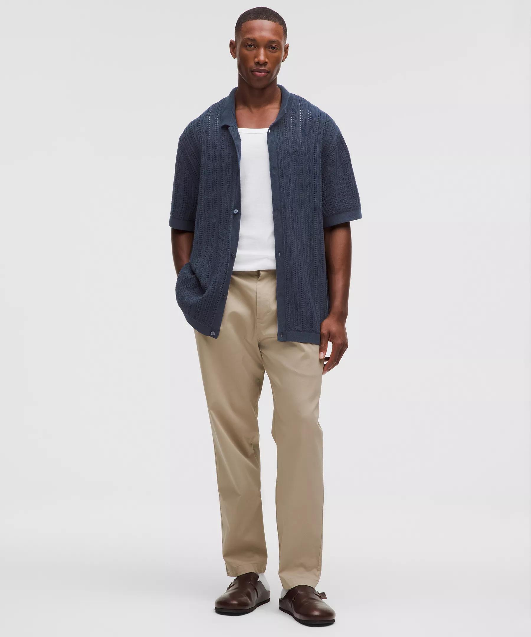 Cotton-Blend Open-Knit Button Up Product Image