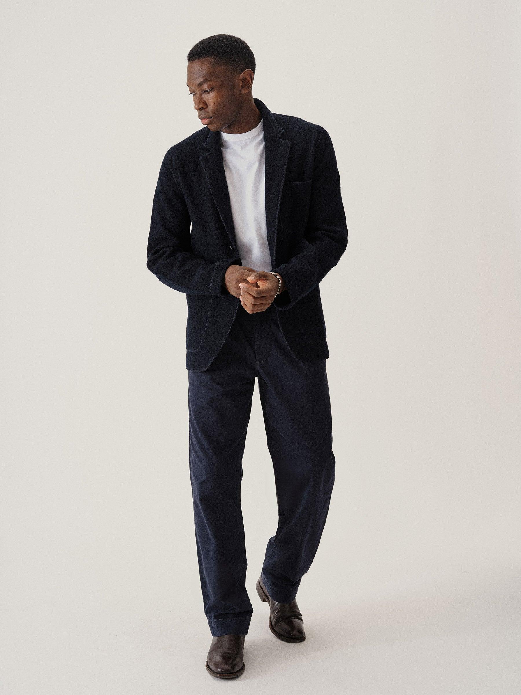 Navy Felted Chore Coat Product Image