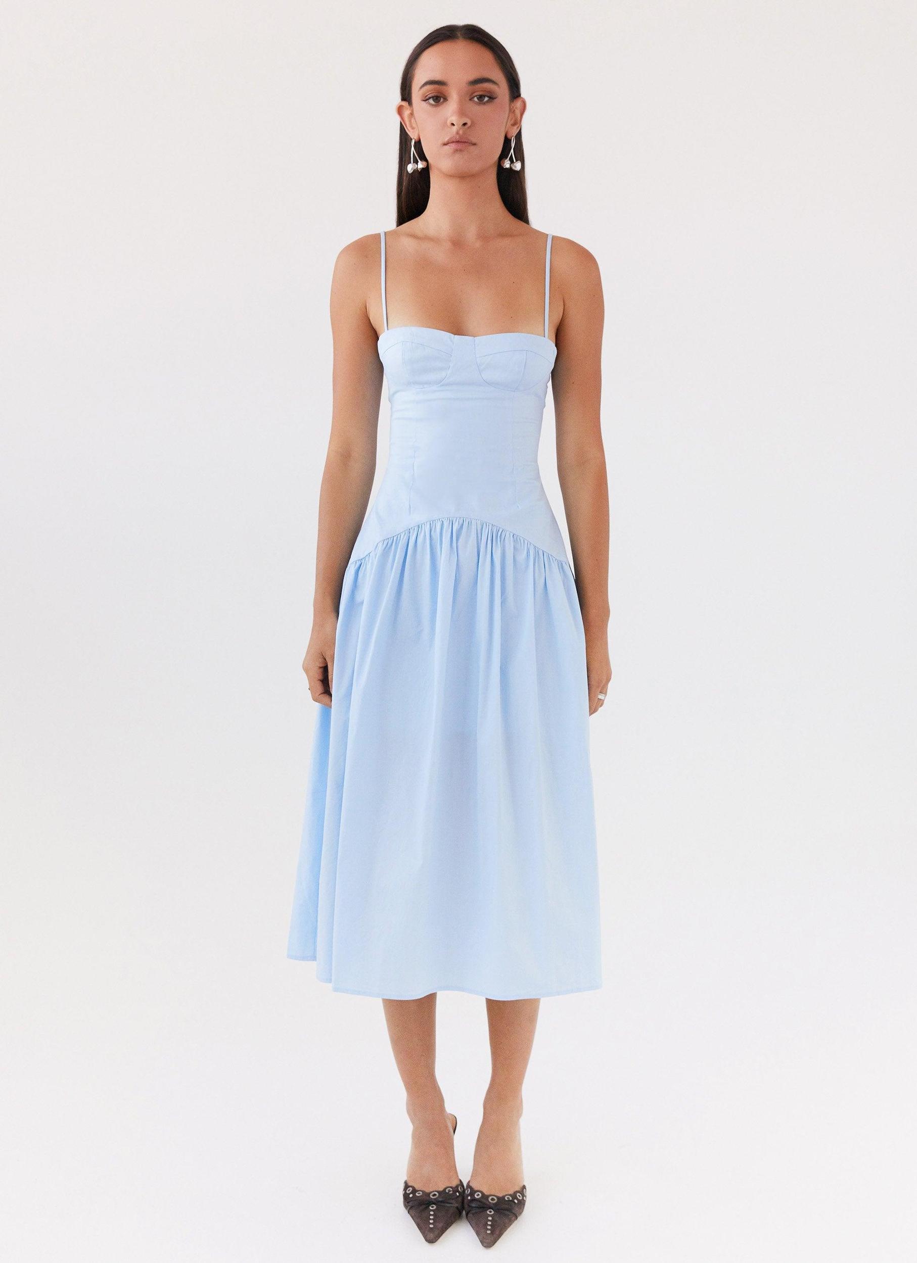 Yvette Corset Midi Dress - Blue Product Image