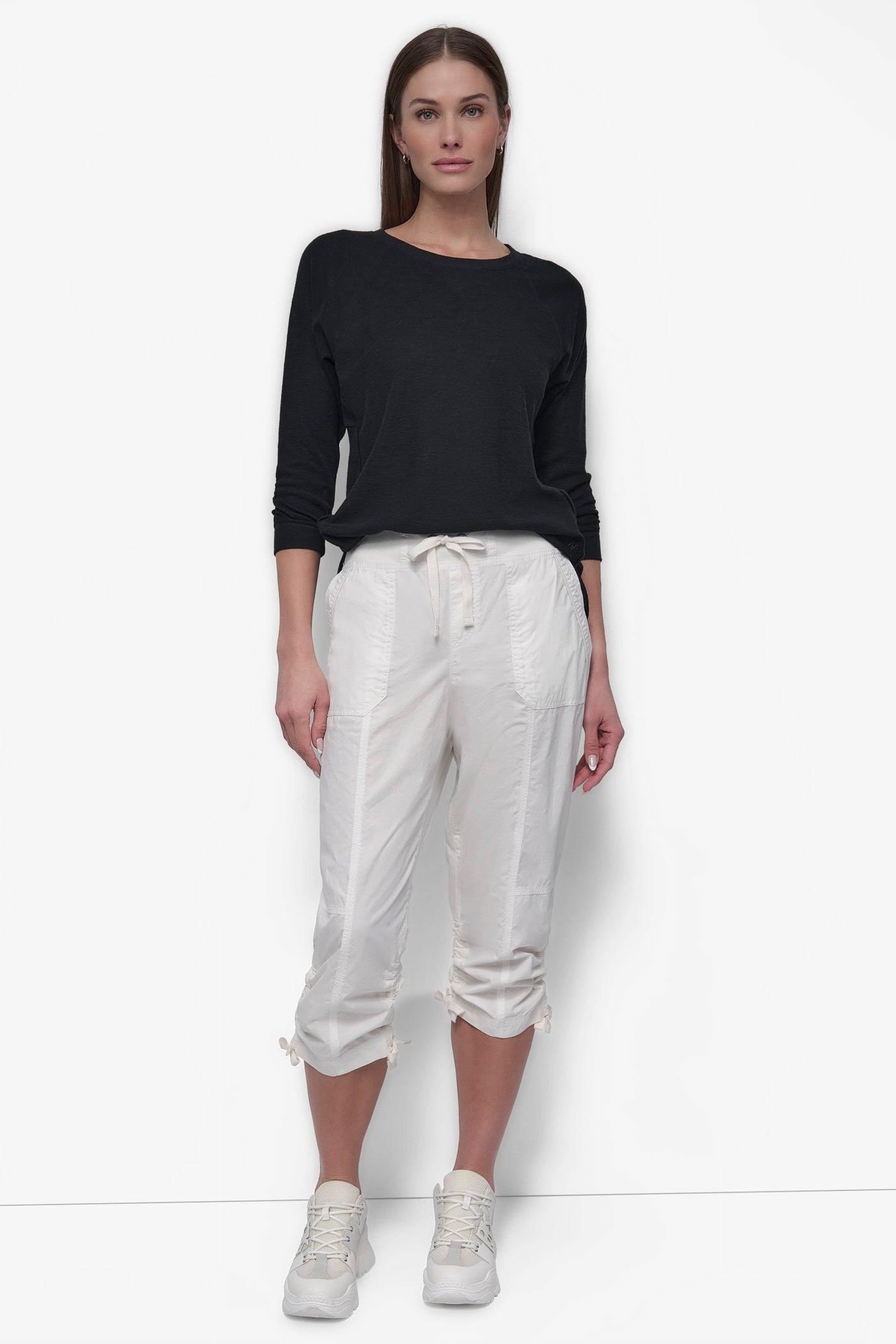 HIGH-RISE SHIRRED UTILITY CAPRI PANT Product Image