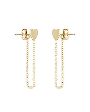 Moon & Meadow 14K Yellow Gold Heart Chain Drop Earrings Product Image