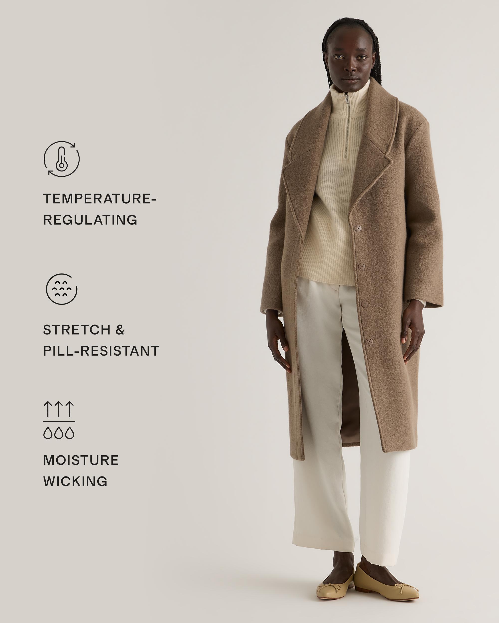 Quince | Women's 100% Merino Wool Shawl Collar Long Coat Size XL Product Image