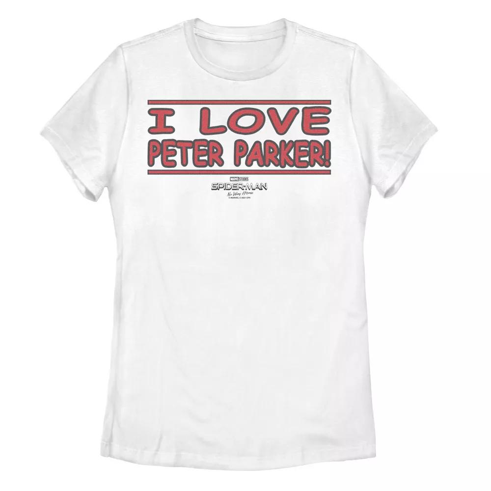 Juniors' Marvel Spider-Man No Way Home I Love Peter Parker Banner Tee, Girl's, Size: XXL, White Product Image
