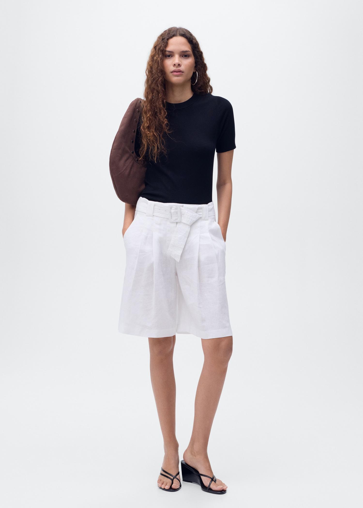 Short-sleeved fine-knit sweater - Women | MANGO USA Product Image