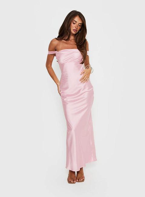 Azura Off The Shoulder Maxi Dress Pink Product Image