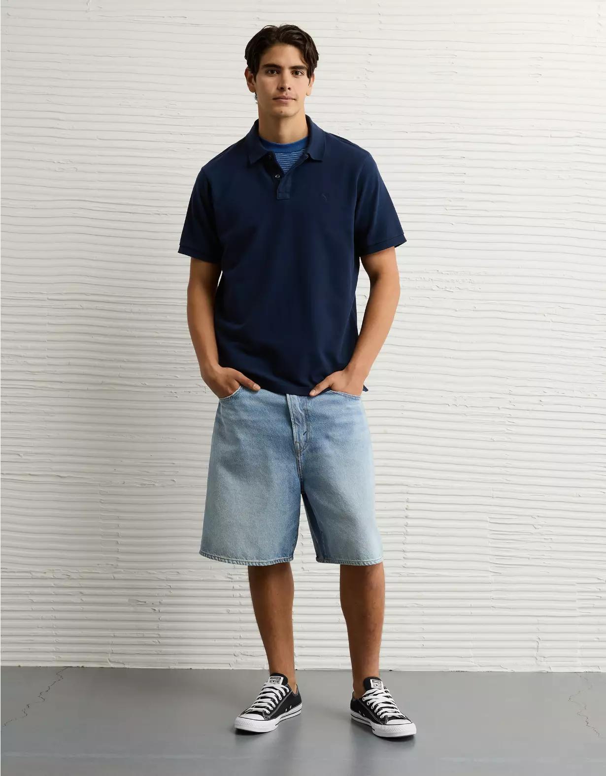 AE Lived-In Stretch Pique Polo Shirt Product Image