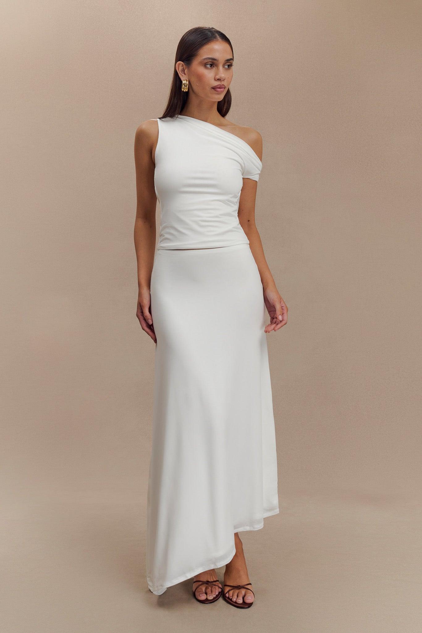 Kacey Slinky Off Shoulder Top - White Product Image