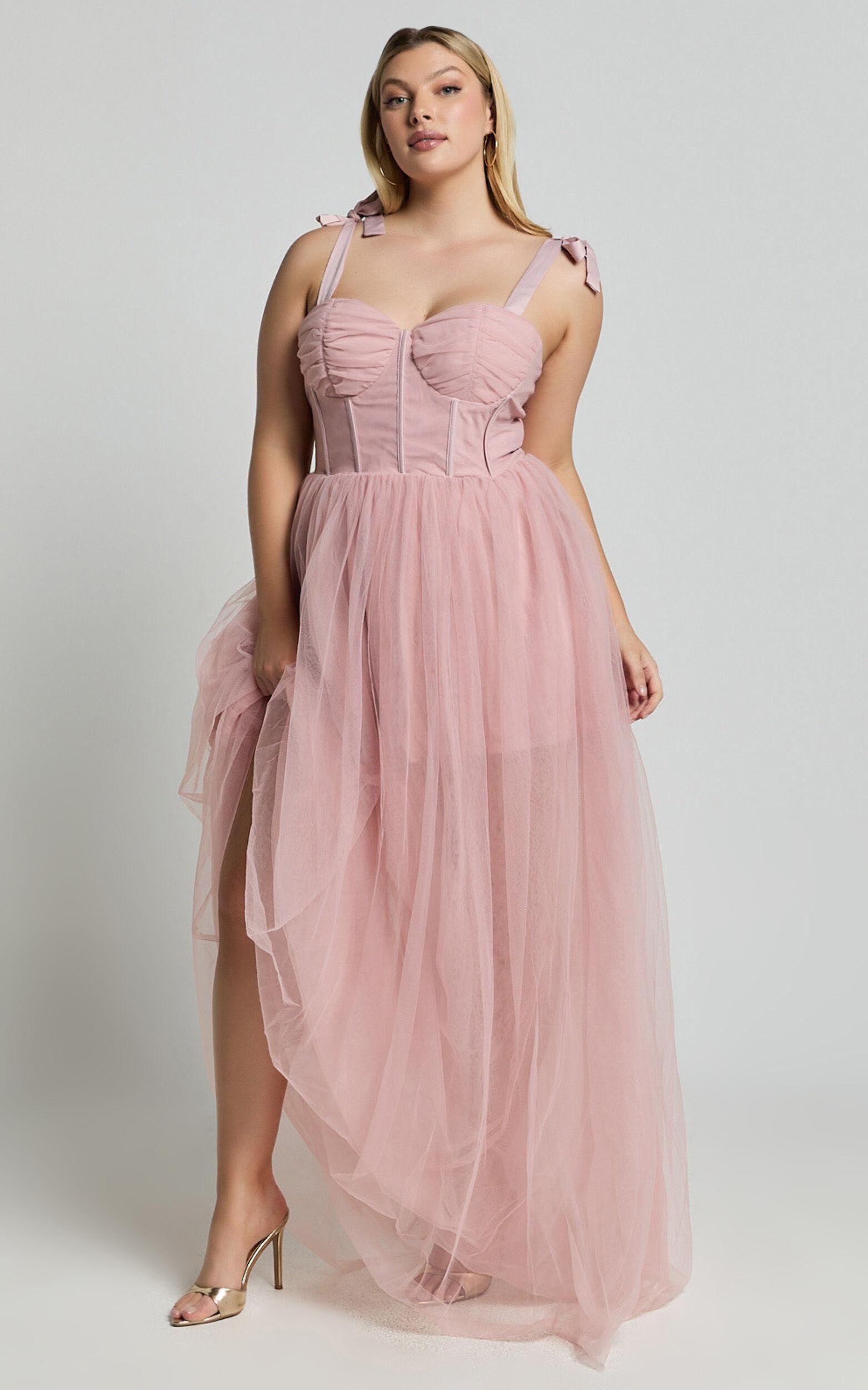 Emmary - Bustier Bodice Tulle Dress in Pink Product Image