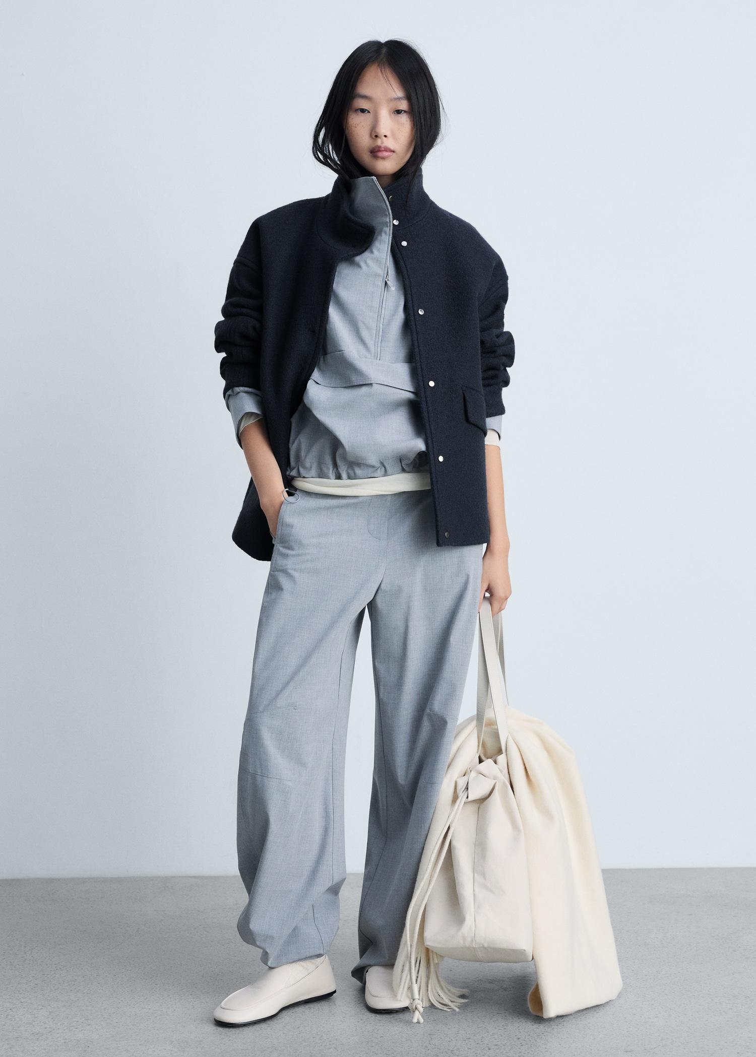 Turtleneck wool jacket - Women | MANGO USA Product Image