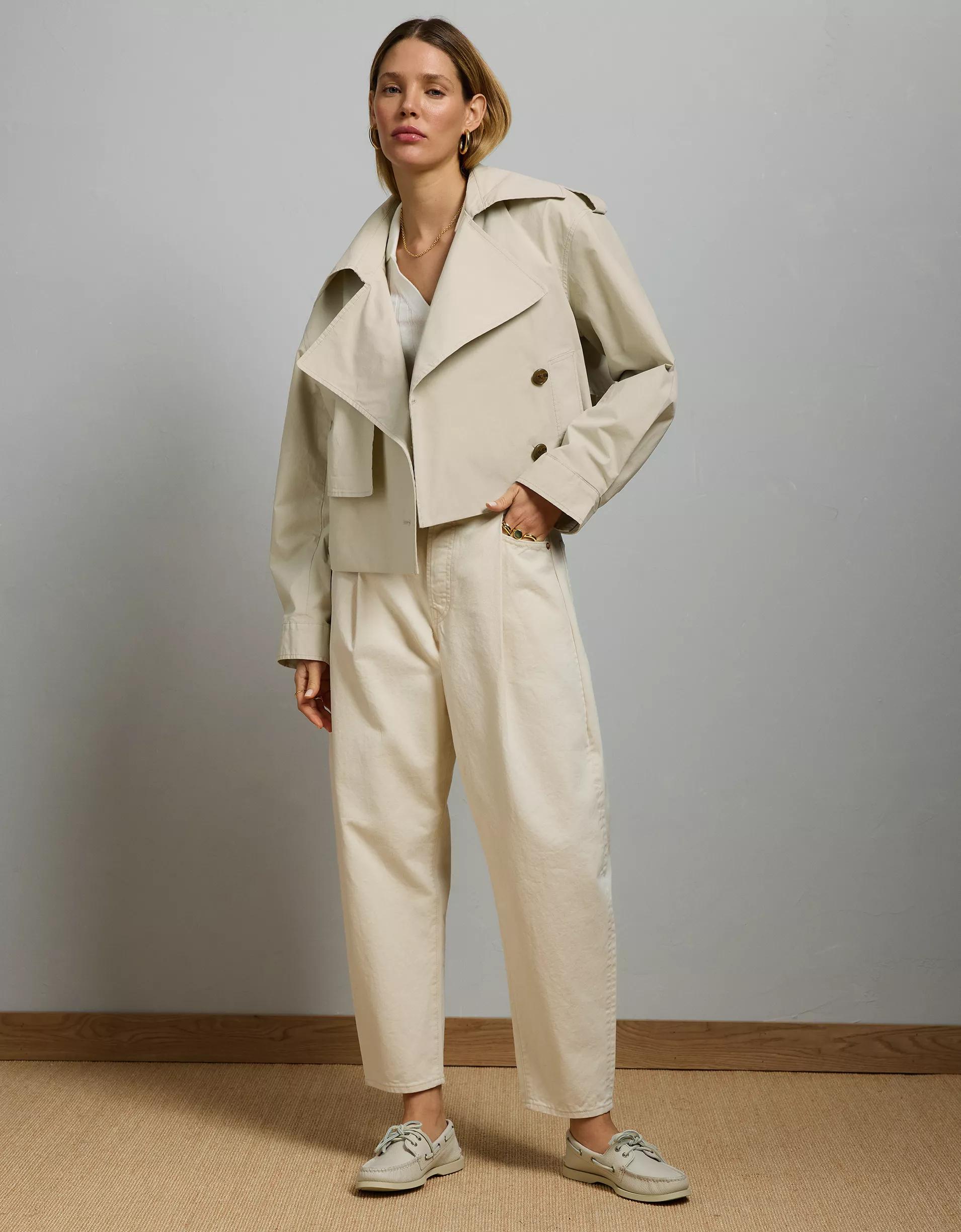 AE77 Premium Cropped Utility Trench Coat Product Image