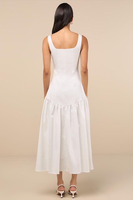 Kyla White Drop Waist Midi Dress Product Image