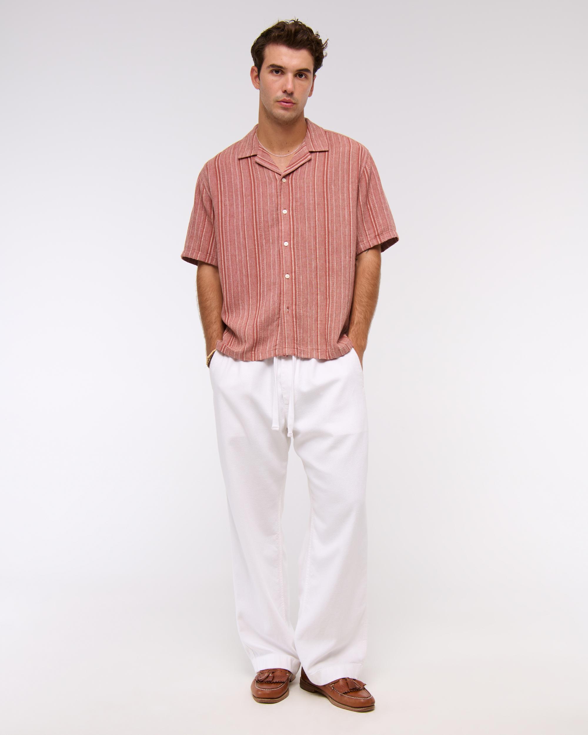 Camp Collar Summer Linen-Blend Shirt Product Image