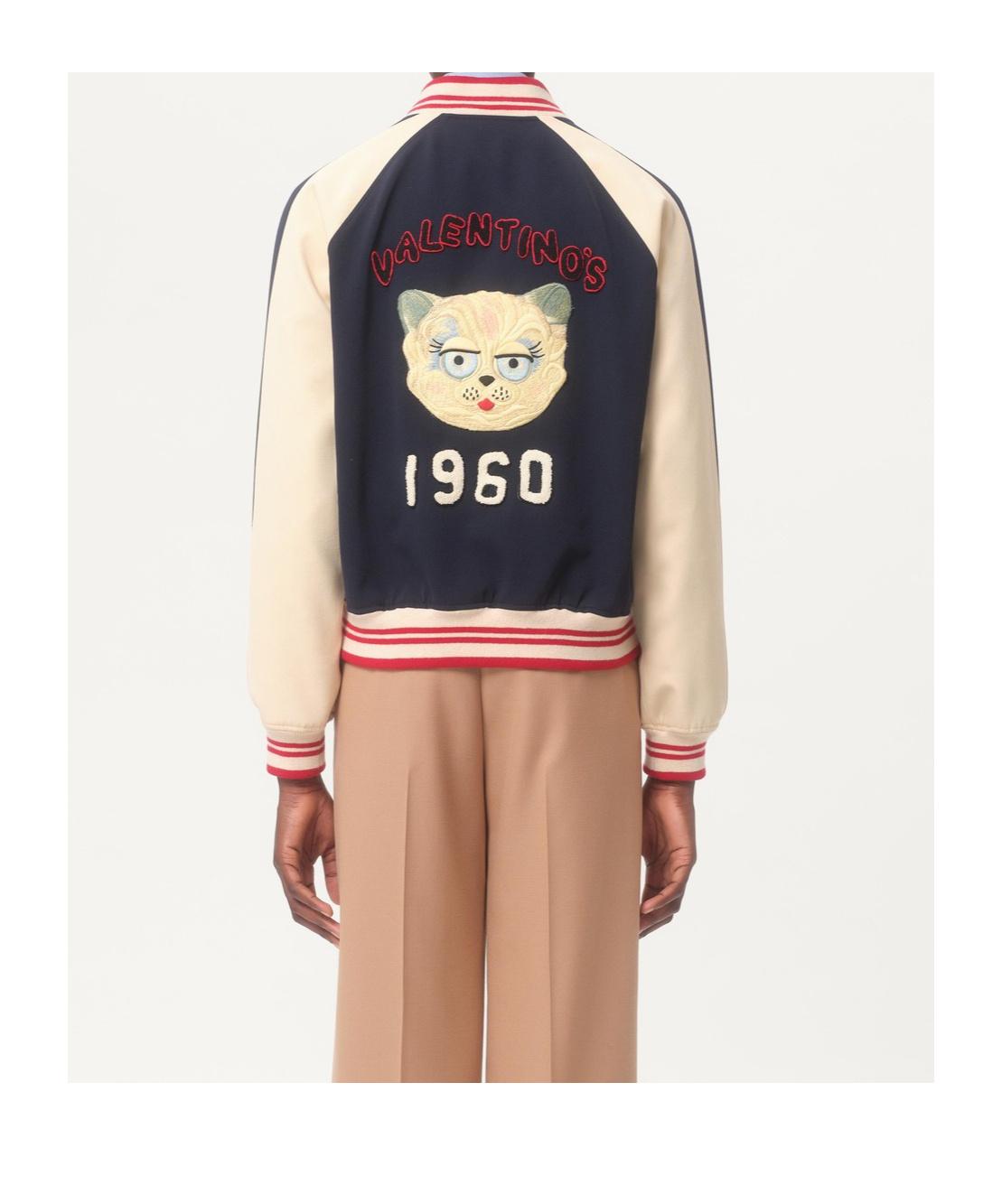 VALENTINO La Chat De La Maison Wool Bomber Jacket In Black Product Image