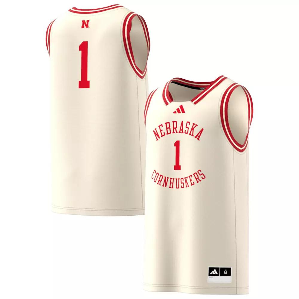 Men's adidas #1 Cream Nebraska Huskers Replica Swingman Jersey,  Product Image