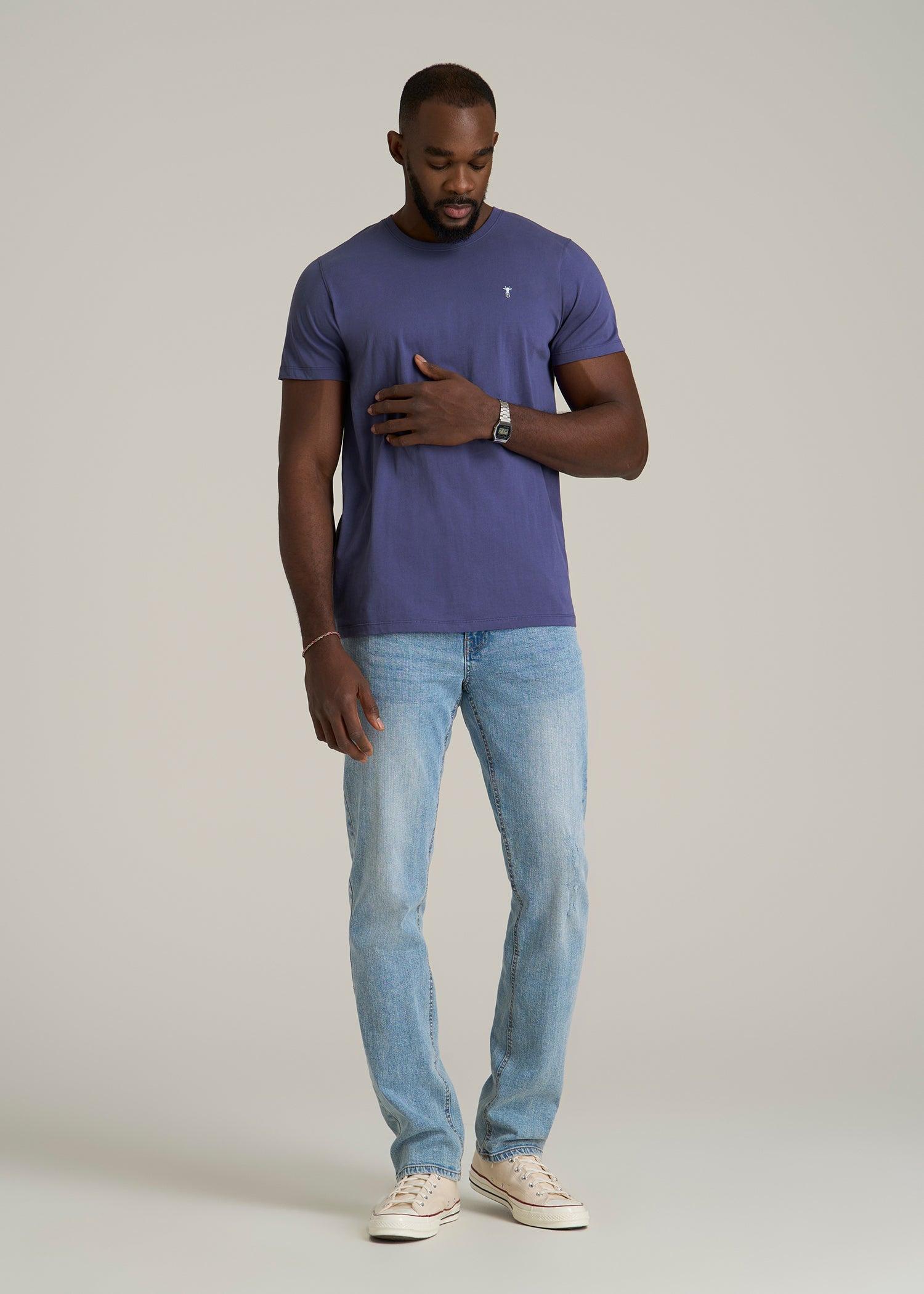 MODERN-FIT Embroidered Logo Crewneck T-Shirt for Tall Men in Future Dusk Product Image