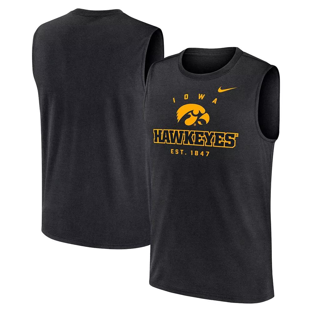 Men's Nike Black Iowa Hawkeyes Primetime Legend Lock Up Performance Muscle Tank Top,  Product Image