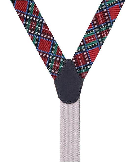 Trafalgar Nicholas Holiday Tartan Plaid Silk Button End Suspenders Product Image