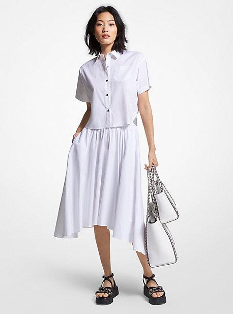 Stretch Organic Cotton Poplin Handkerchief Midi Skirt Product Image