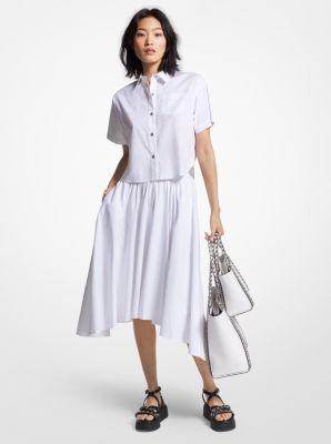 Stretch Organic Cotton Poplin Handkerchief Midi Skirt Product Image
