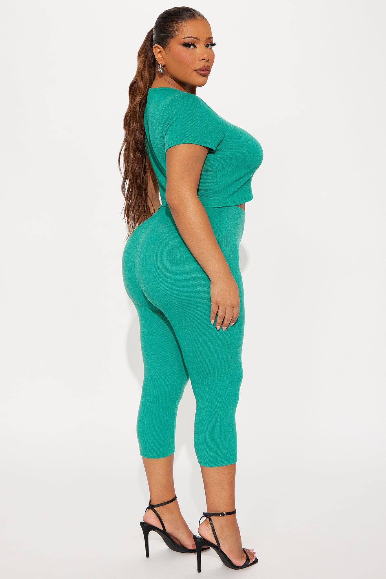 Callie Ribbed Capri Set - Green Product Image