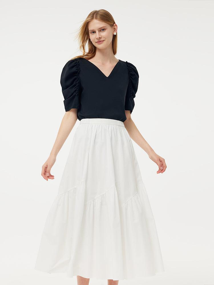 100% Cotton A-Line Elastic Waist Women Skirt Product Image