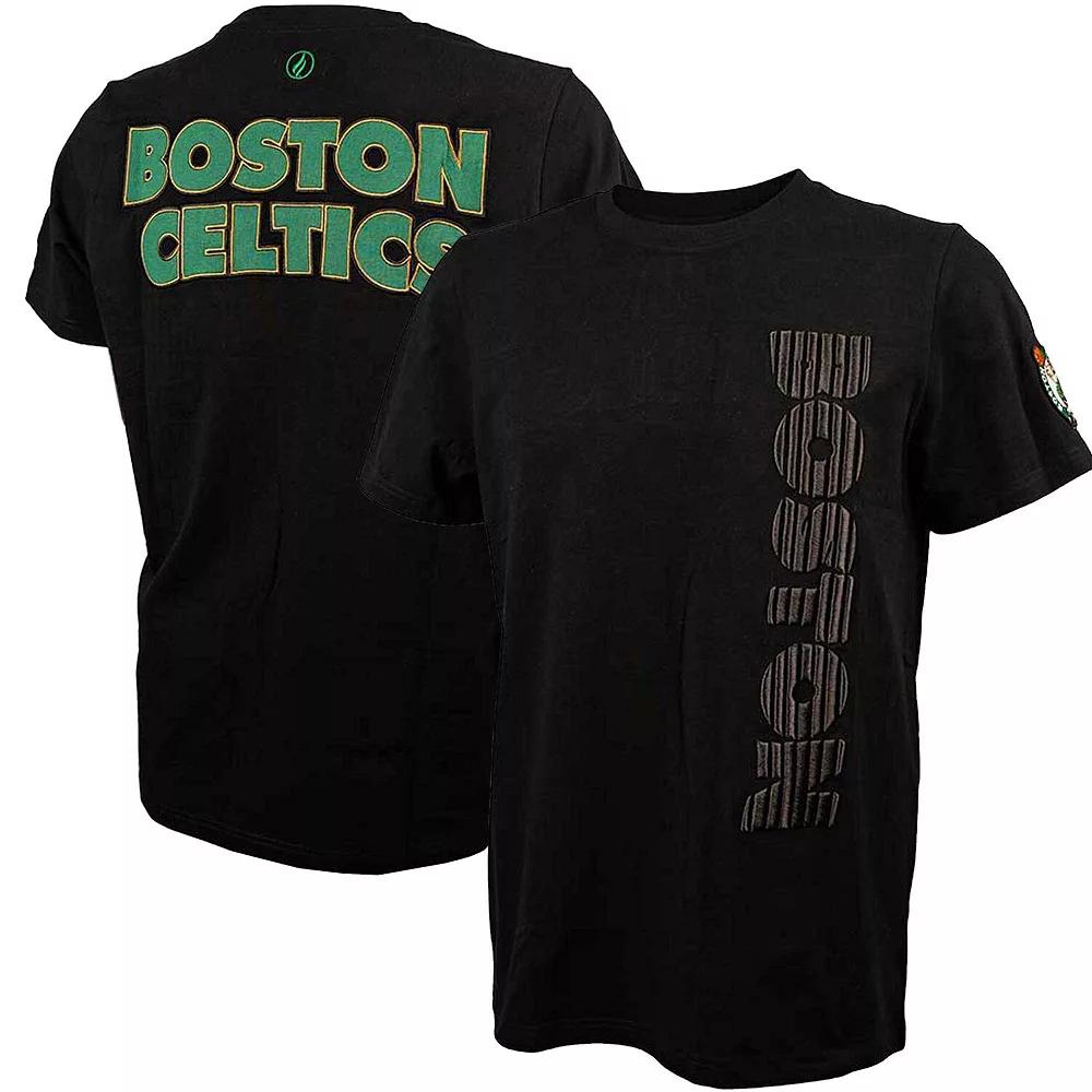 Men's FISLL Black Boston Celtics 3D Puff Print Sliced Logo T-Shirt,  Product Image