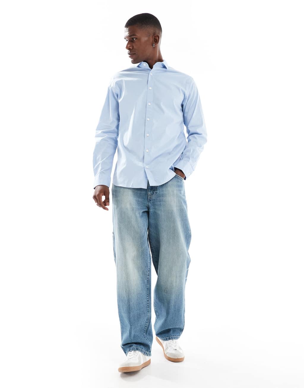 Jack & Jones slim fit shirt in blue Product Image