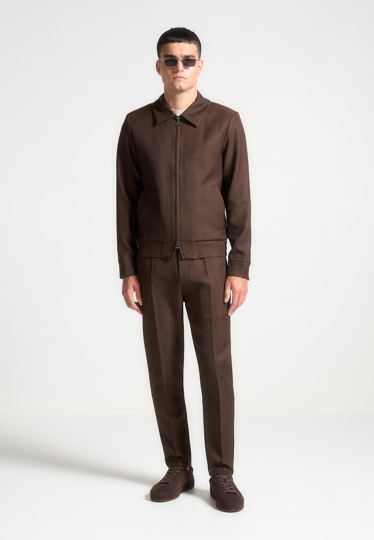 Claude - Slim Fit Tailored Trousers - Brown Male Product Image