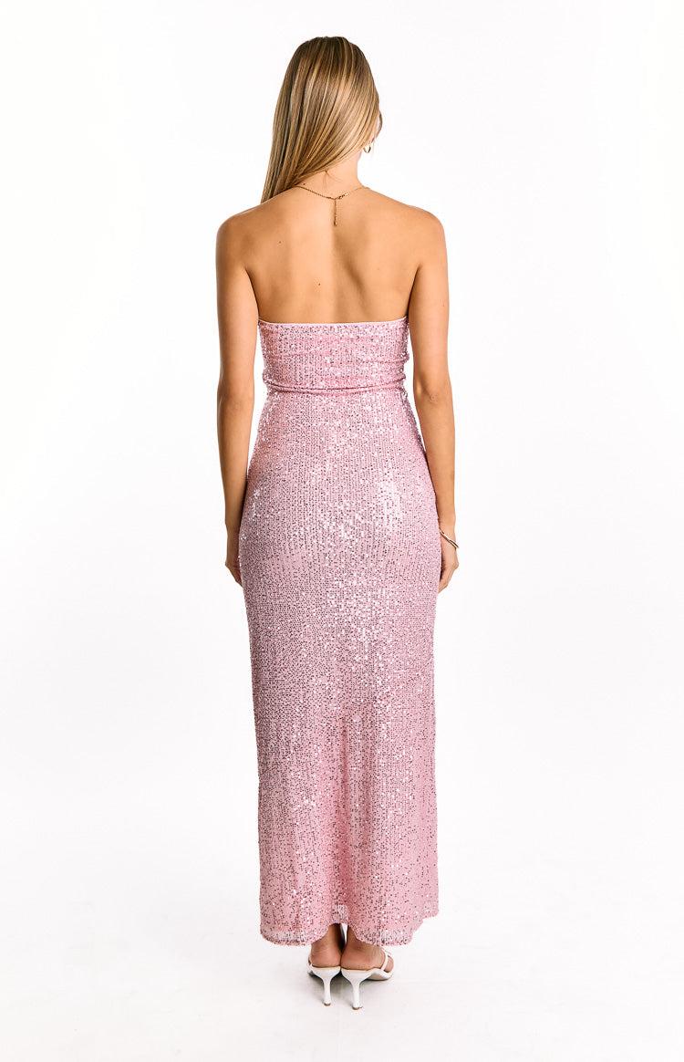 Alliana Pink Sequin Strapless Formal Maxi Dress Baby Product Image