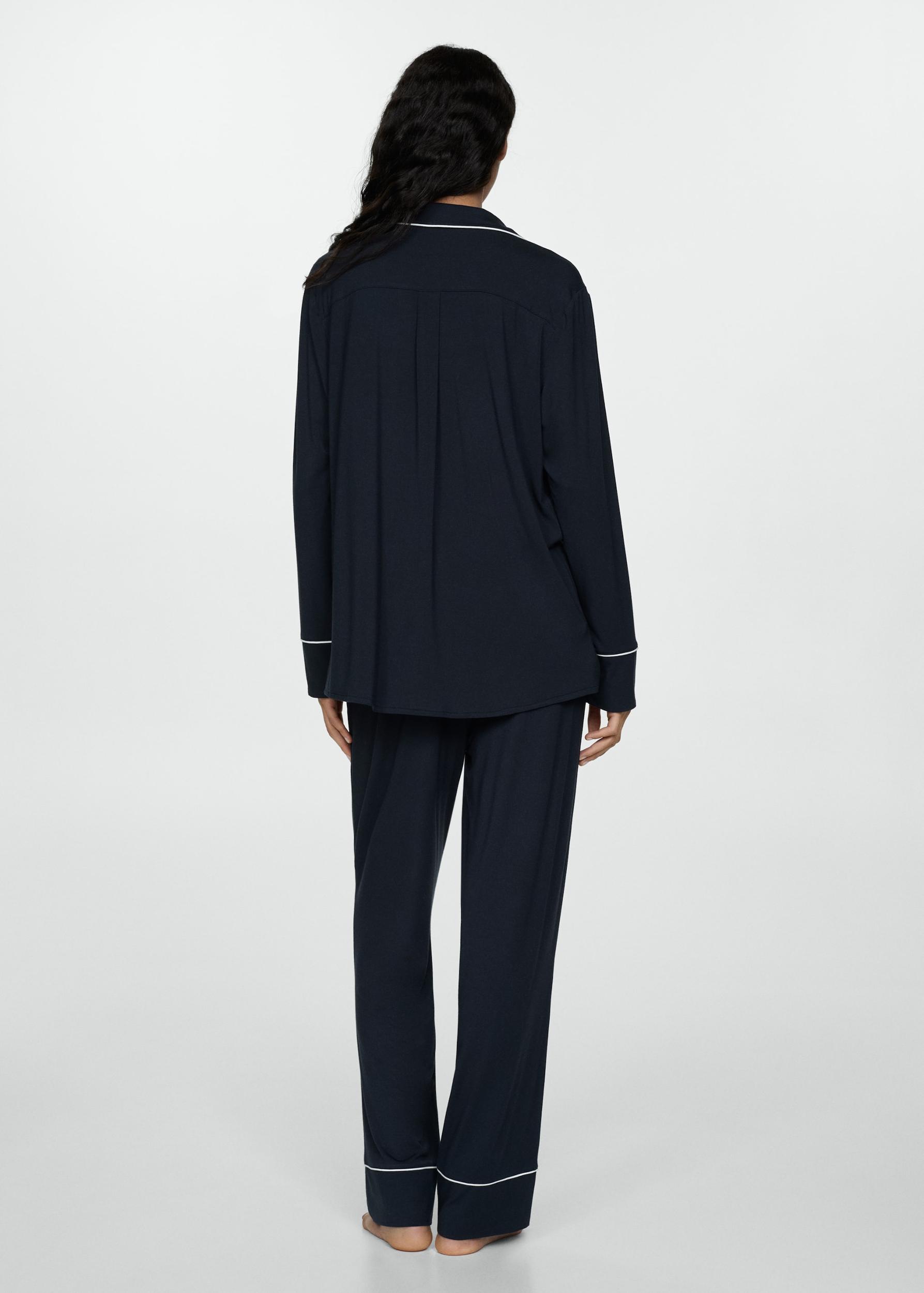 Two-piece pyjamas with piping - Women | MANGO USA Product Image