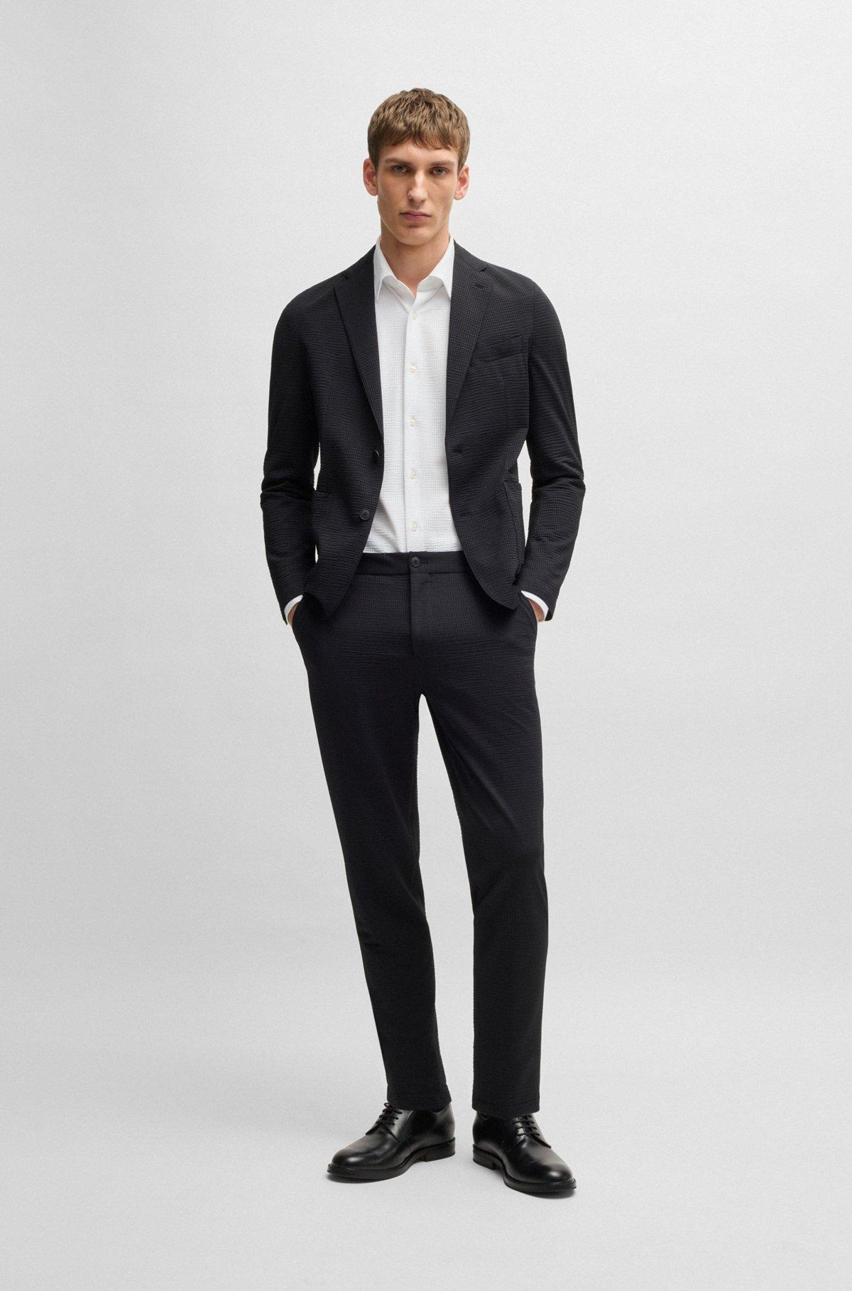 Slim-fit shirt in Italian-made performance-stretch seersucker Product Image