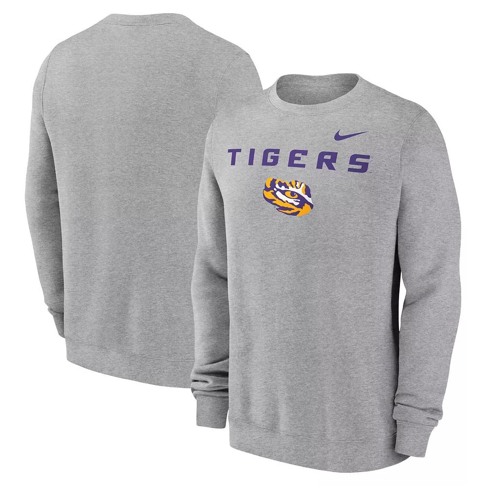 Men's Nike Heather Gray LSU Tigers Primetime Primary Stack Pullover Sweatshirt,  Product Image