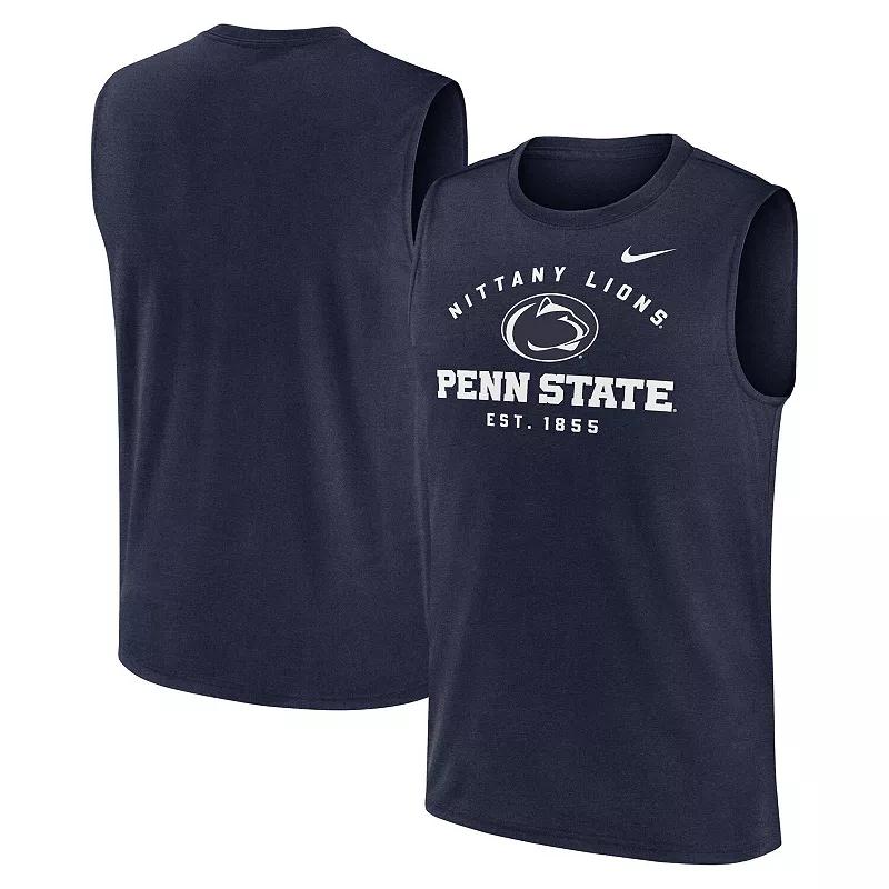 Men's Nike Navy Penn State Nittany Lions Primetime Legend Lock Up Performance Muscle Tank Top, Size: Large, Blue Product Image