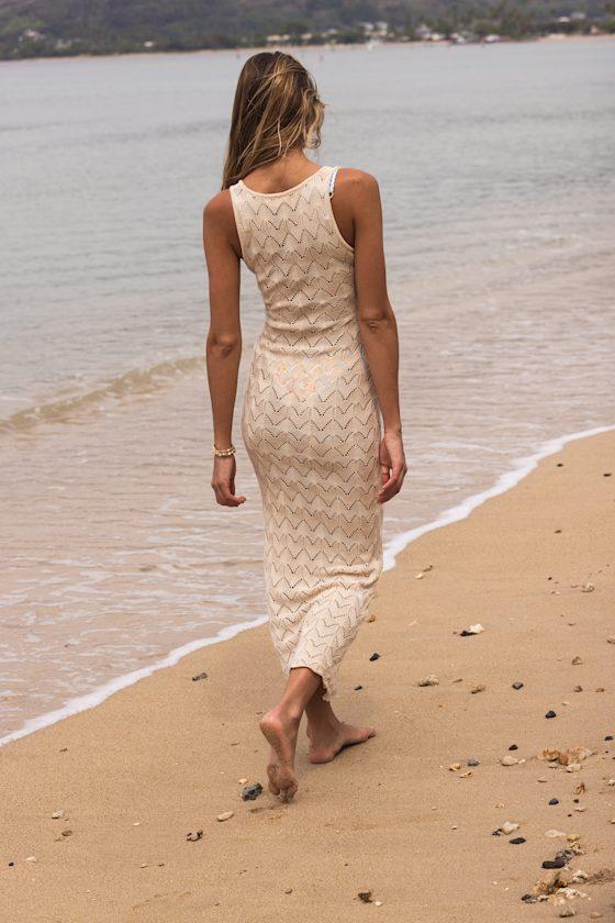 Cassis Beige Crochet Tie-Front Maxi Swim Cover-Up Product Image